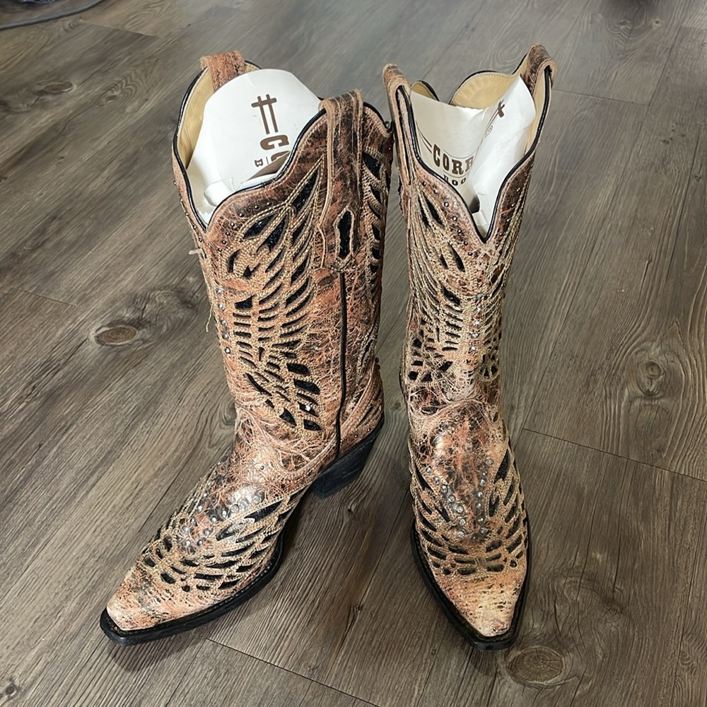 Corral - Western - Boots Brown/Black butterfly - 6 1/2M